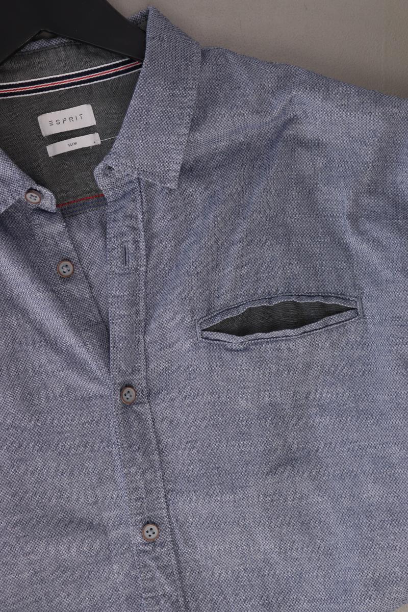 Esprit Langarmhemd für Herren Gr. XL blau aus Baumwolle