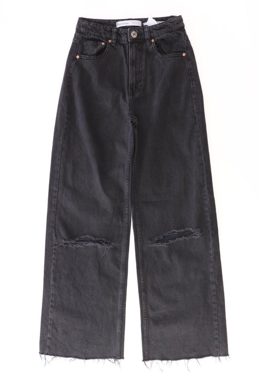 Bershka Wide Leg Jeans Gr. 34 schwarz aus Baumwolle