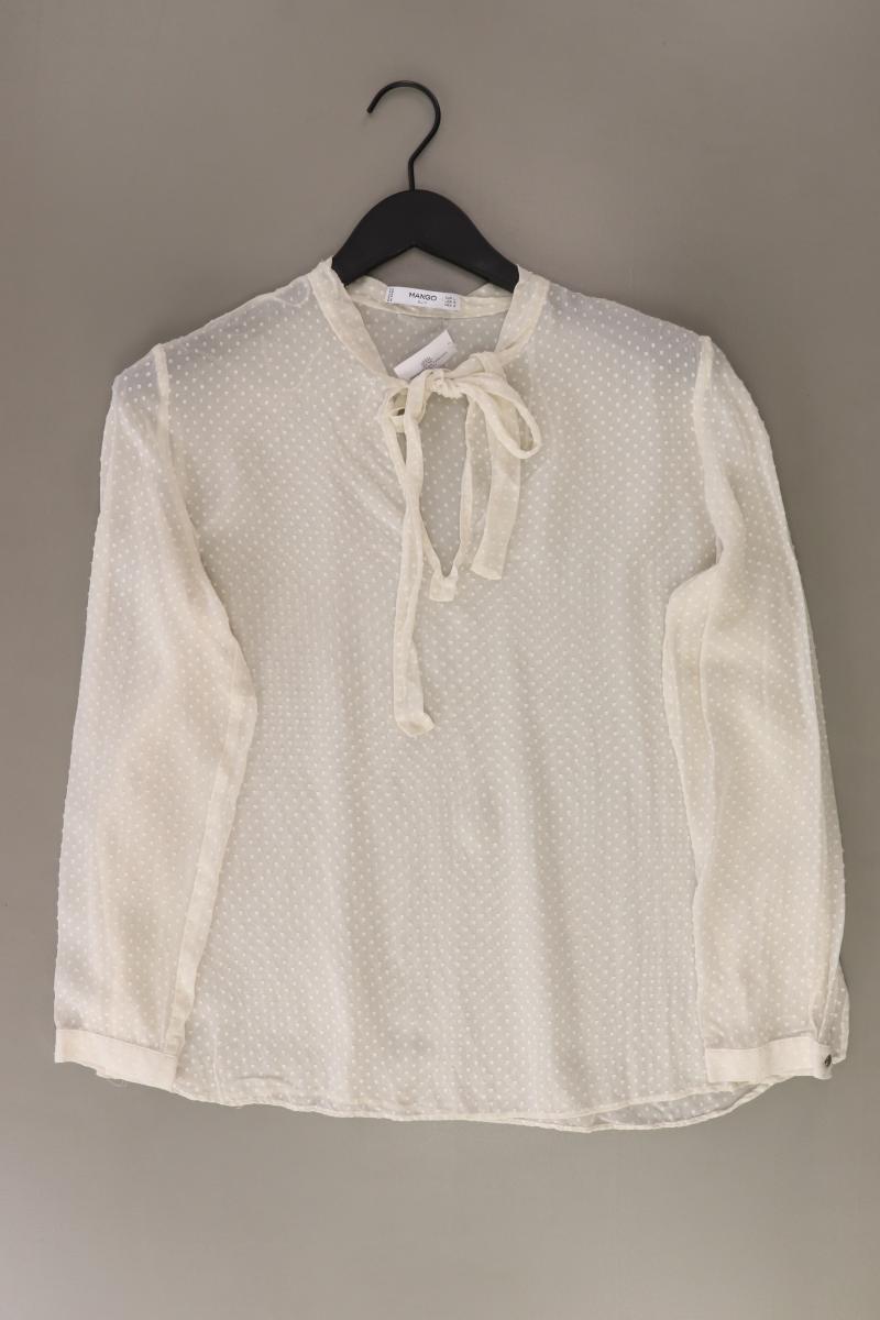 Mango Schluppenbluse Gr. L Langarm creme aus Polyester