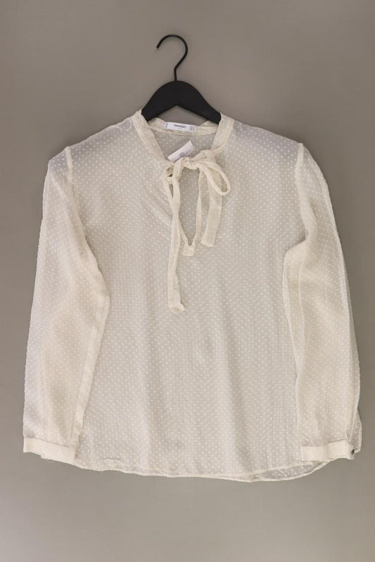 Mango Schluppenbluse Gr. L Langarm creme aus Polyester