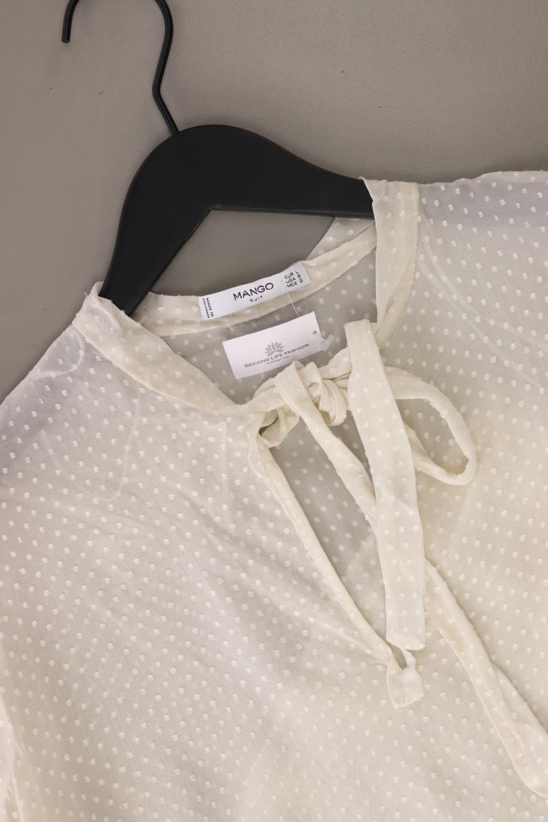 Mango Schluppenbluse Gr. L Langarm creme aus Polyester