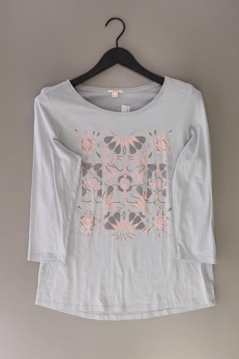 Esprit Printshirt Gr. L 3/4 Ärmel grau aus Baumwolle