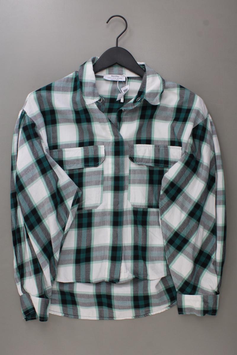Bershka Karobluse Gr. M/L kariert Langarm grün aus Baumwolle
