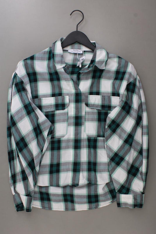 Bershka Karobluse Gr. M/L kariert Langarm grün aus Baumwolle