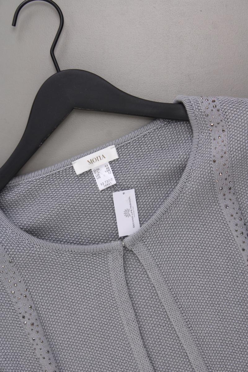 Mona Strickjacke Gr. 44 neuwertig Langarm grau aus Baumwolle