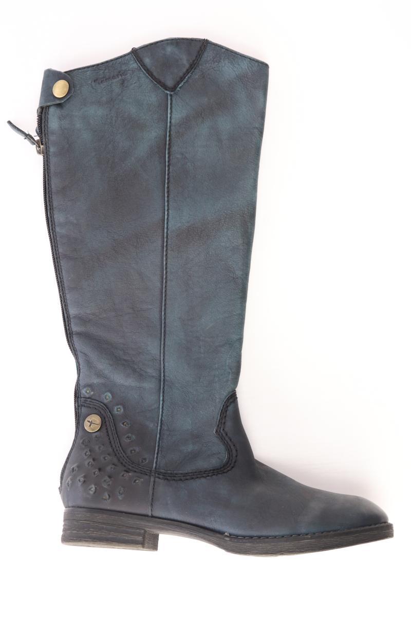 Tamaris Absatzstiefel Gr. 38 neuwertig blau aus Leder