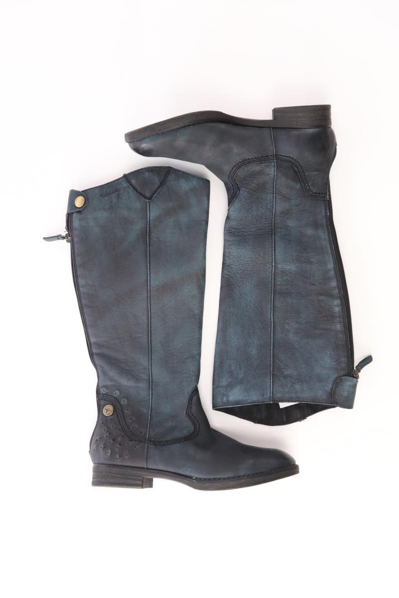 Tamaris Absatzstiefel Gr. 38 neuwertig blau aus Leder