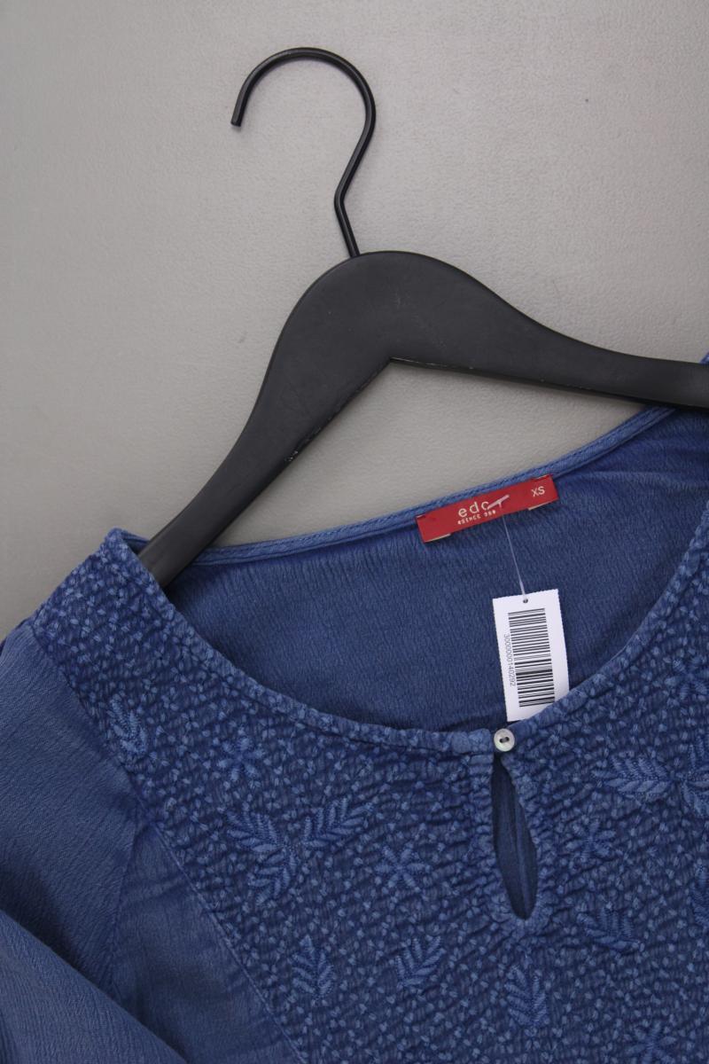 edc by Esprit Classic Bluse Gr. XS 3/4 Ärmel blau aus Baumwolle