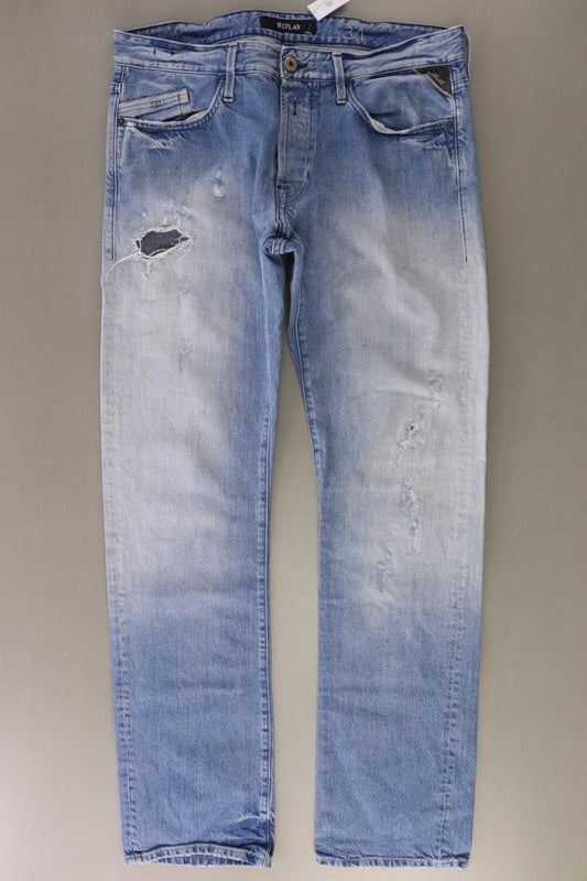 Replay Straight Jeans für Herren Gr. W34 blau aus Baumwolle