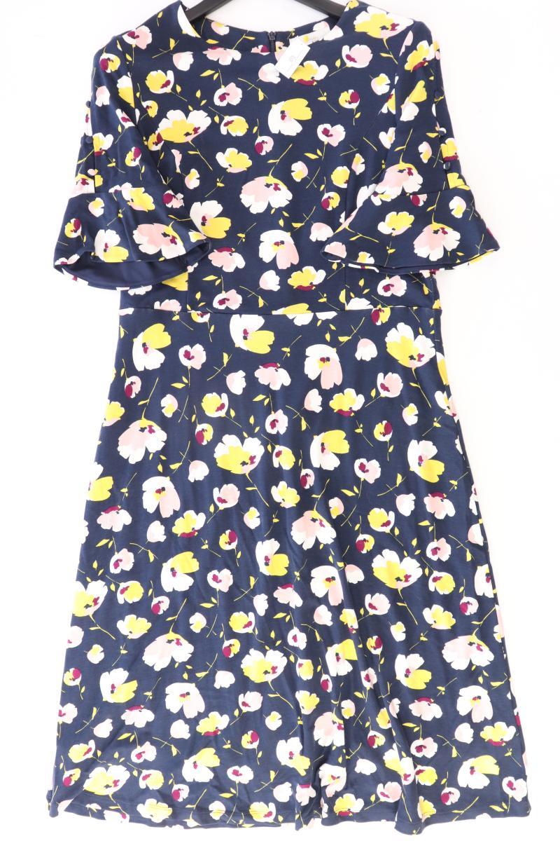Boden Kurzarmkleid Gr. 44 mit Blumenmuster blau aus Baumwolle