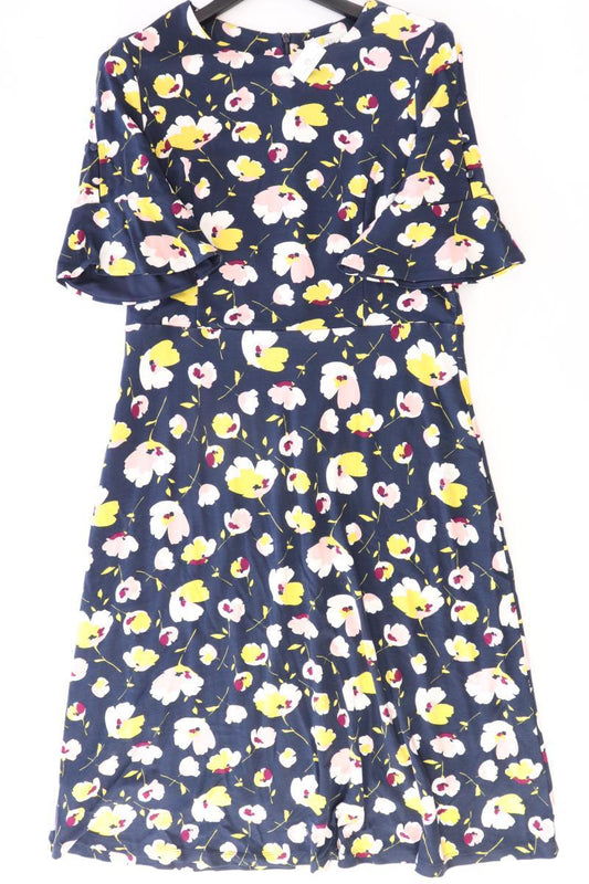 Boden Kurzarmkleid Gr. 44 mit Blumenmuster blau aus Baumwolle