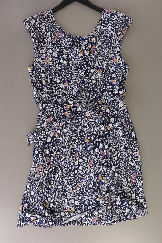 Boden Midikleid Gr. 44 mit Blumenmuster mit Gürtel Ärmellos blau aus Baumwolle