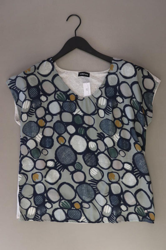 Taifun Shirt mit V-Ausschnitt Gr. 40 Kurzarm blau aus Viskose