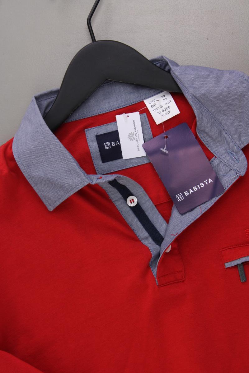 Babista Poloshirt für Herren Gr. 52 neu mit Etikett Langarm rot aus Baumwolle