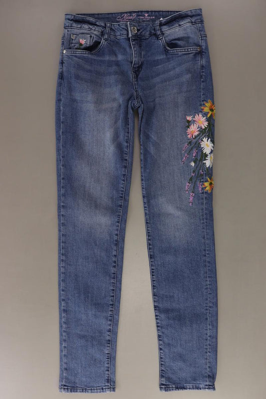 Tom Tailor Straight Jeans Gr. 36 mit Blumenmuster blau aus Baumwolle