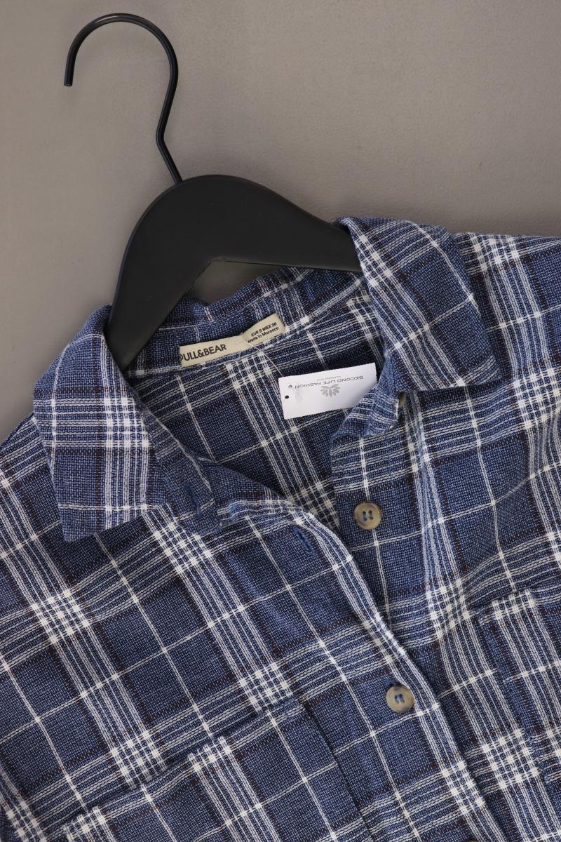 Pull&Bear Blusenkleid Gr. S kariert Langarm blau aus Baumwolle