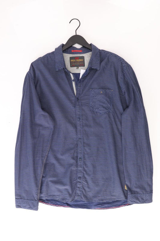 QS by s.Oliver Langarmhemd für Herren Gr. XXL gestreift blau aus Baumwolle