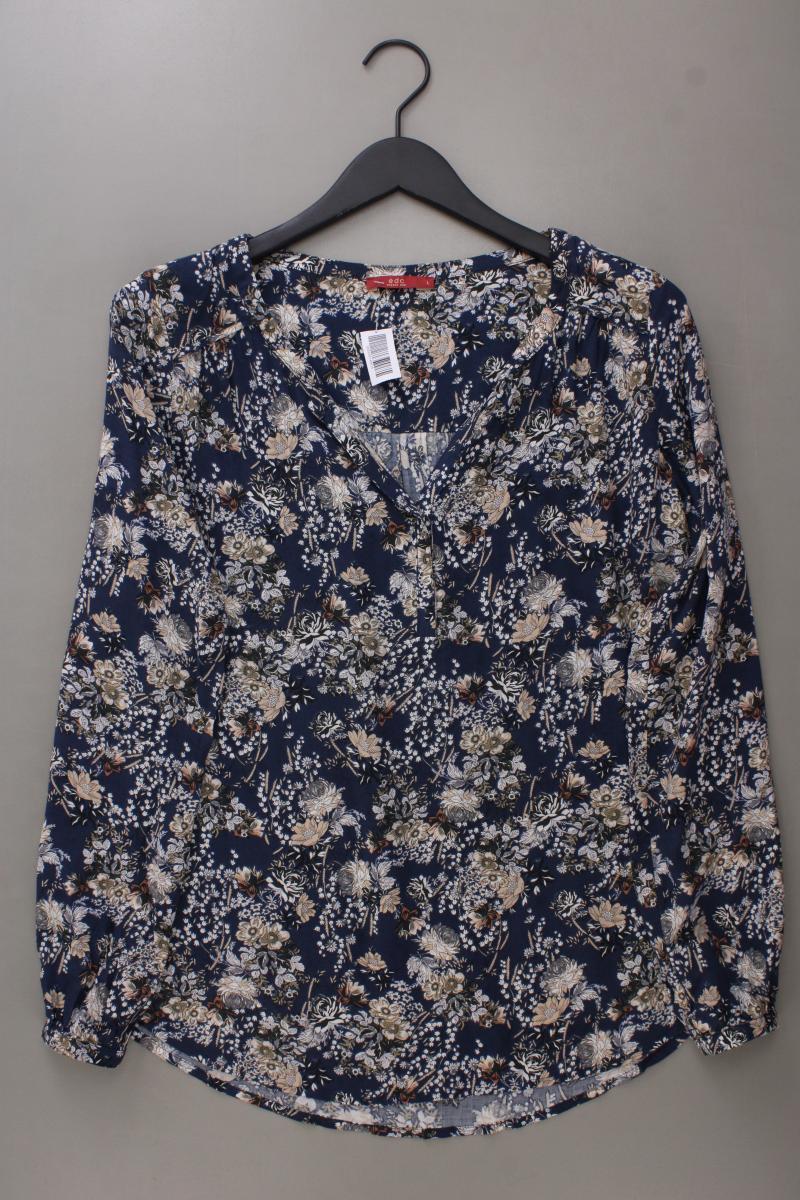 edc by Esprit Langarmbluse Gr. L mit Blumenmuster blau aus Viskose