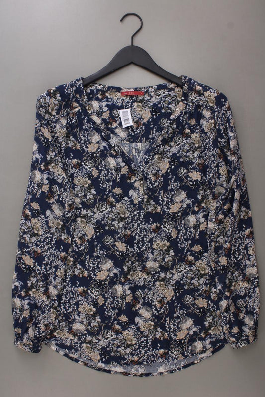 edc by Esprit Langarmbluse Gr. L mit Blumenmuster blau aus Viskose