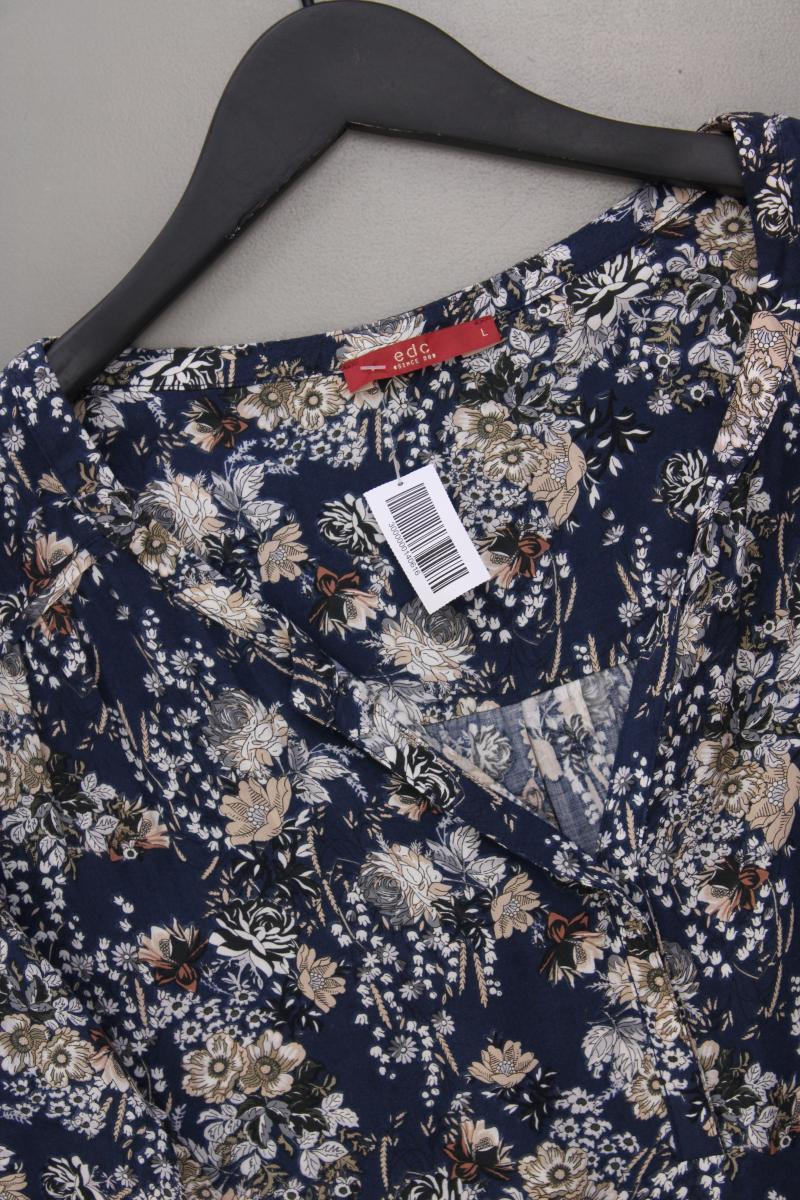 edc by Esprit Langarmbluse Gr. L mit Blumenmuster blau aus Viskose