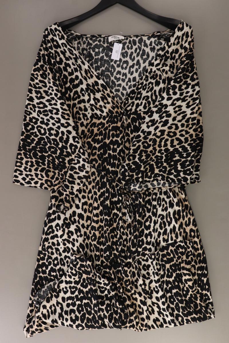 Cotton Candy Midikleid Gr. L mit Tierdruck 3/4 Ärmel braun aus Viskose