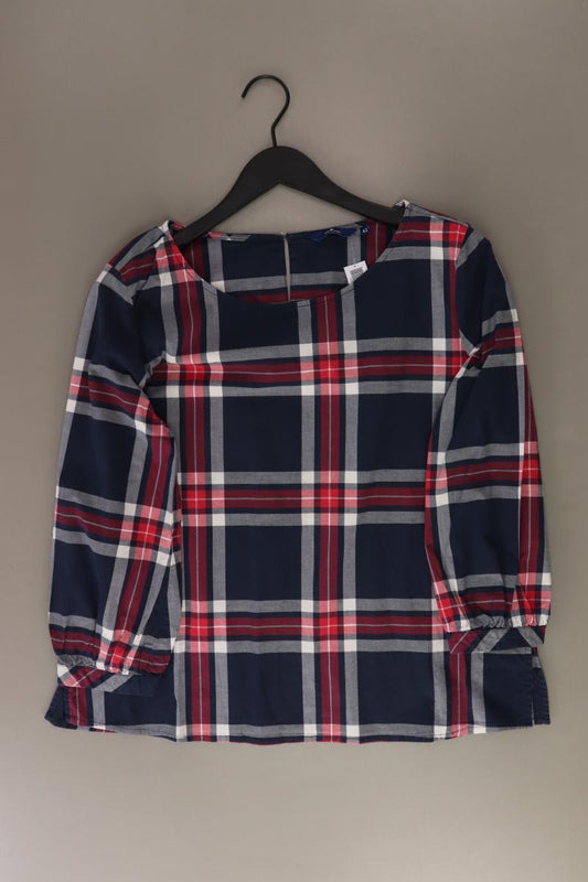Tom Tailor Karobluse Gr. 42 kariert 3/4 Ärmel blau aus Baumwolle