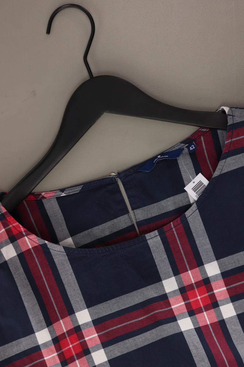 Tom Tailor Karobluse Gr. 42 kariert 3/4 Ärmel blau aus Baumwolle