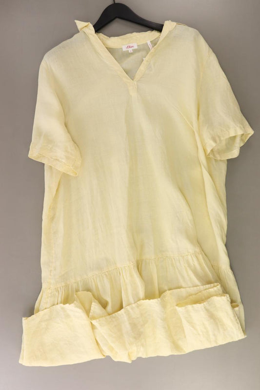 s.Oliver Kurzarmkleid Gr. 46 gelb aus Leinen