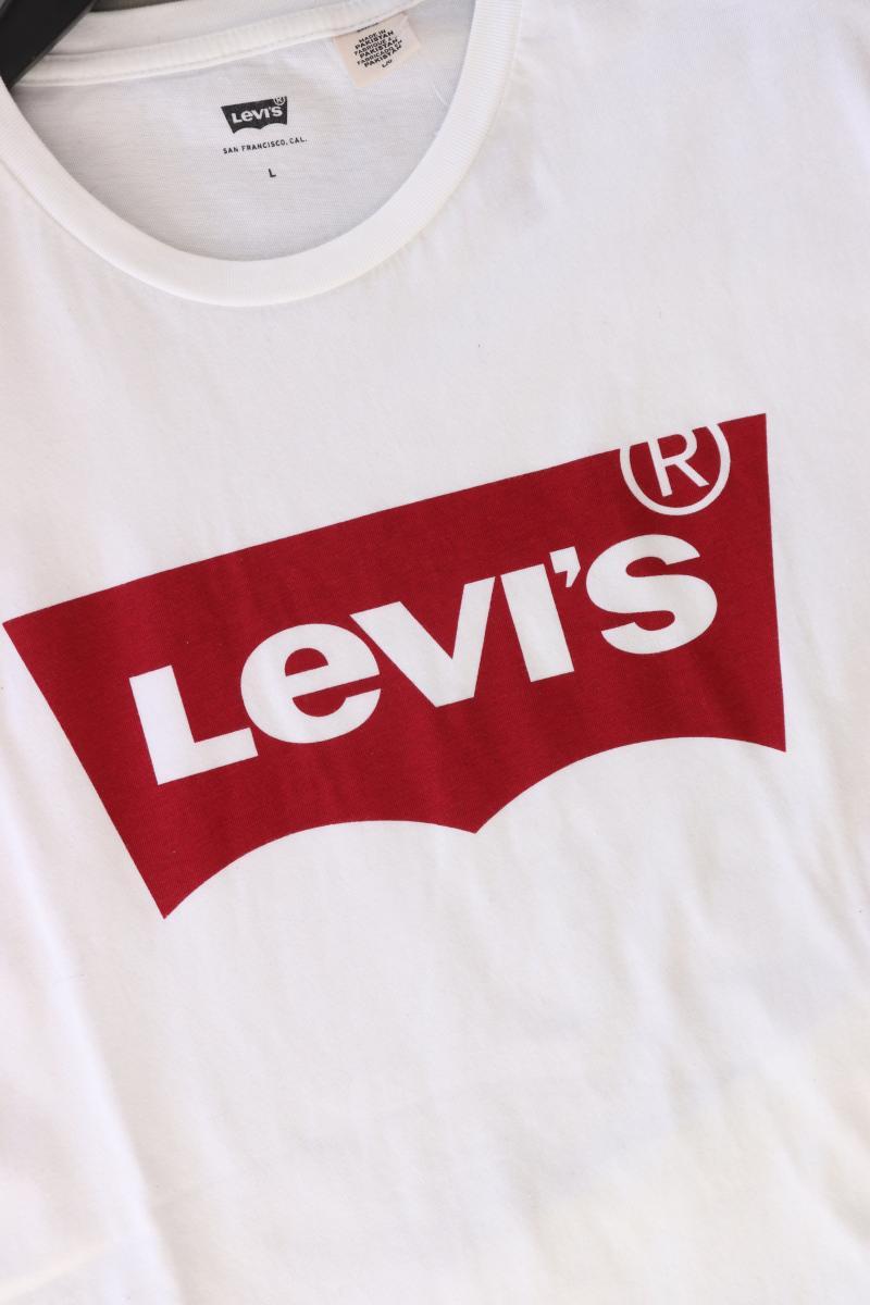 Levi's Printshirt für Herren Gr. L Kurzarm weiß aus Baumwolle