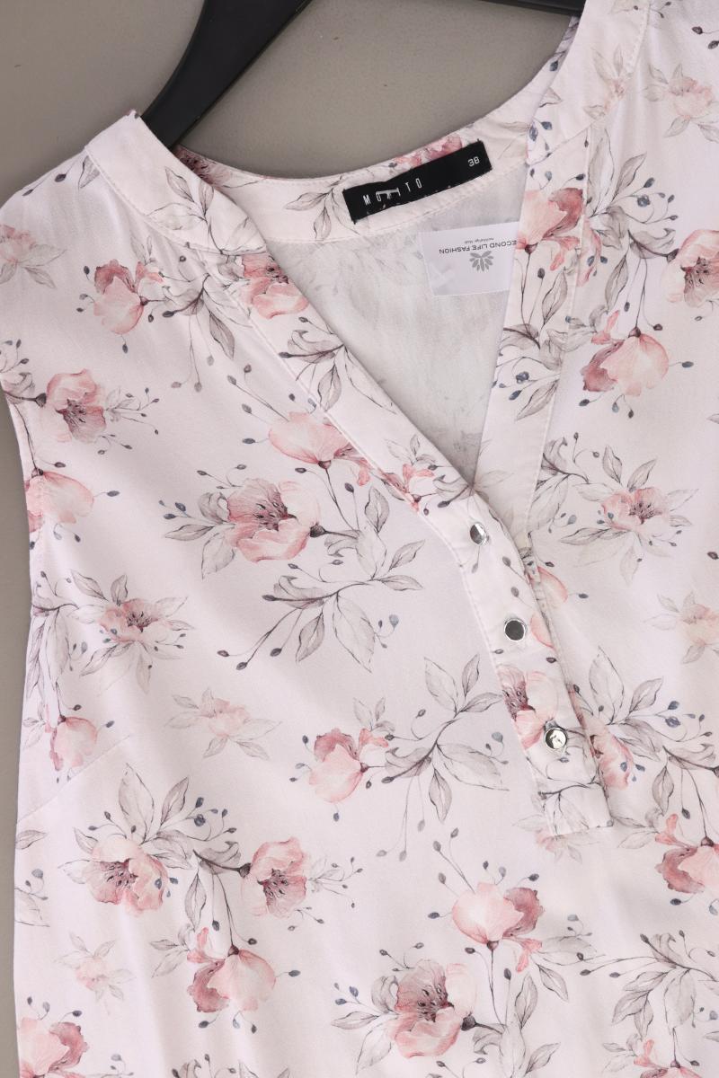 Mohito Ärmellose Bluse Gr. 38 mit Blumenmuster weiß aus Baumwolle