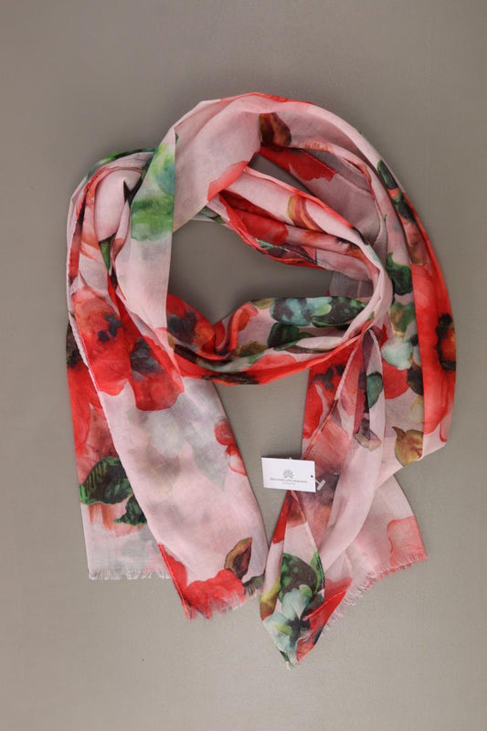 Schal mit Blumenmuster neuwertig rosa aus Seide