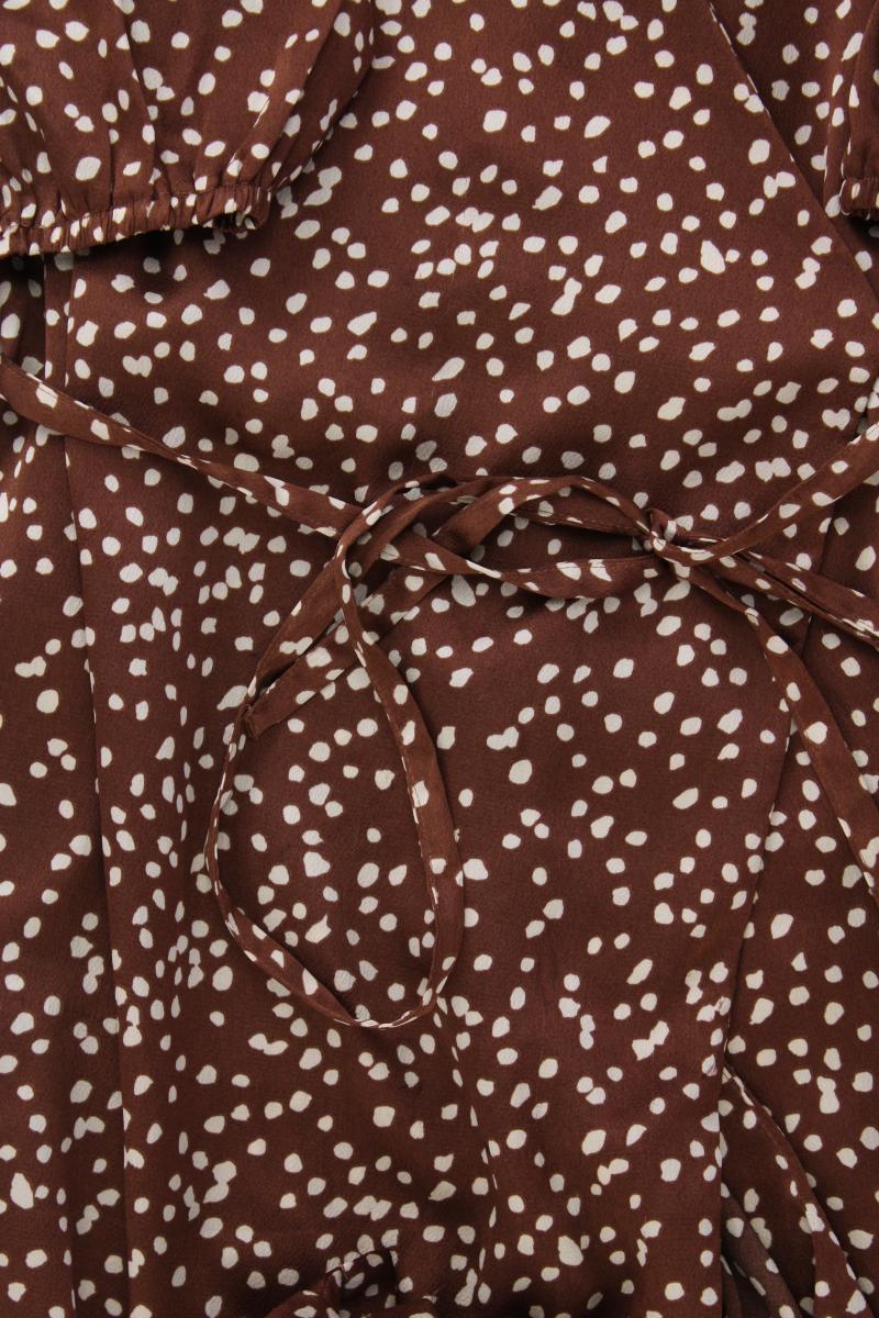 Sisters Point Wickelkleid Gr. L gepunktet 3/4 Ärmel braun aus Polyester
