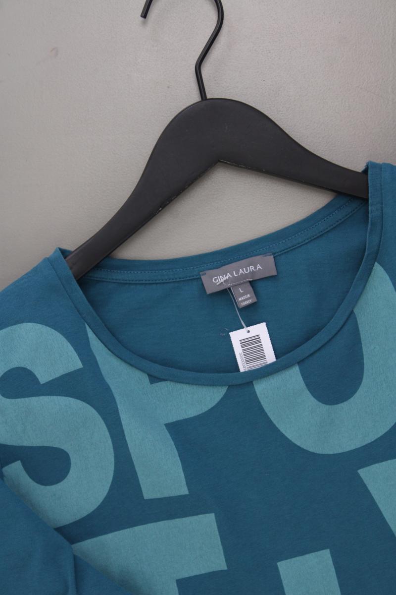 Gina Laura Longsleeve-Shirt Gr. L Langarm blau aus Baumwolle
