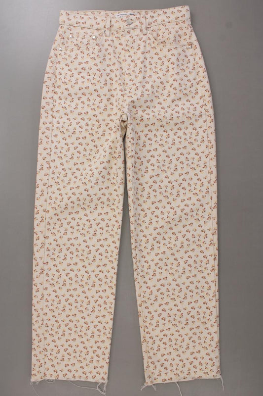 Stradivarius Five-Pocket-Hose Gr. 38 mit Blumenmuster creme