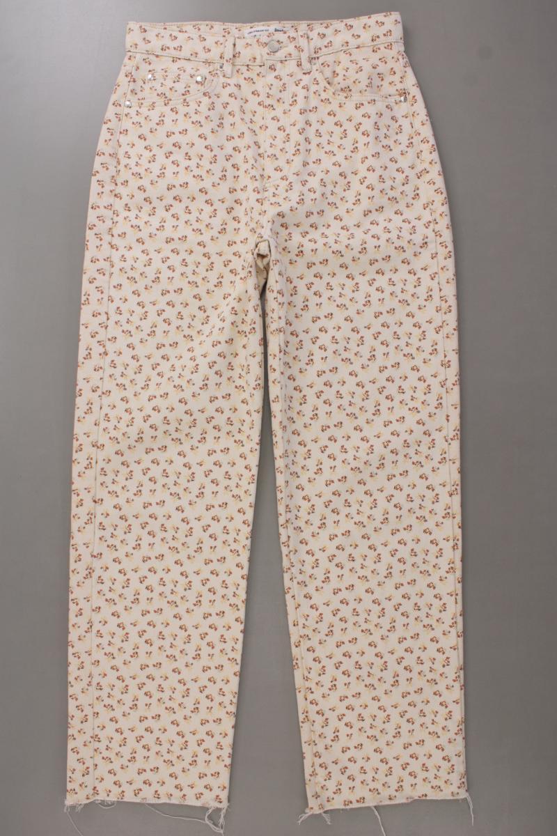 Stradivarius Five-Pocket-Hose Gr. 38 mit Blumenmuster creme