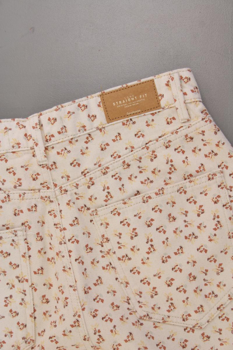 Stradivarius Five-Pocket-Hose Gr. 38 mit Blumenmuster creme
