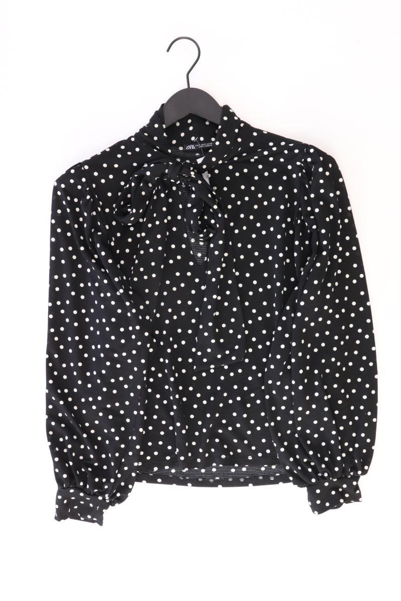 Zara Schluppenbluse Gr. M gepunktet Langarm schwarz aus Polyester