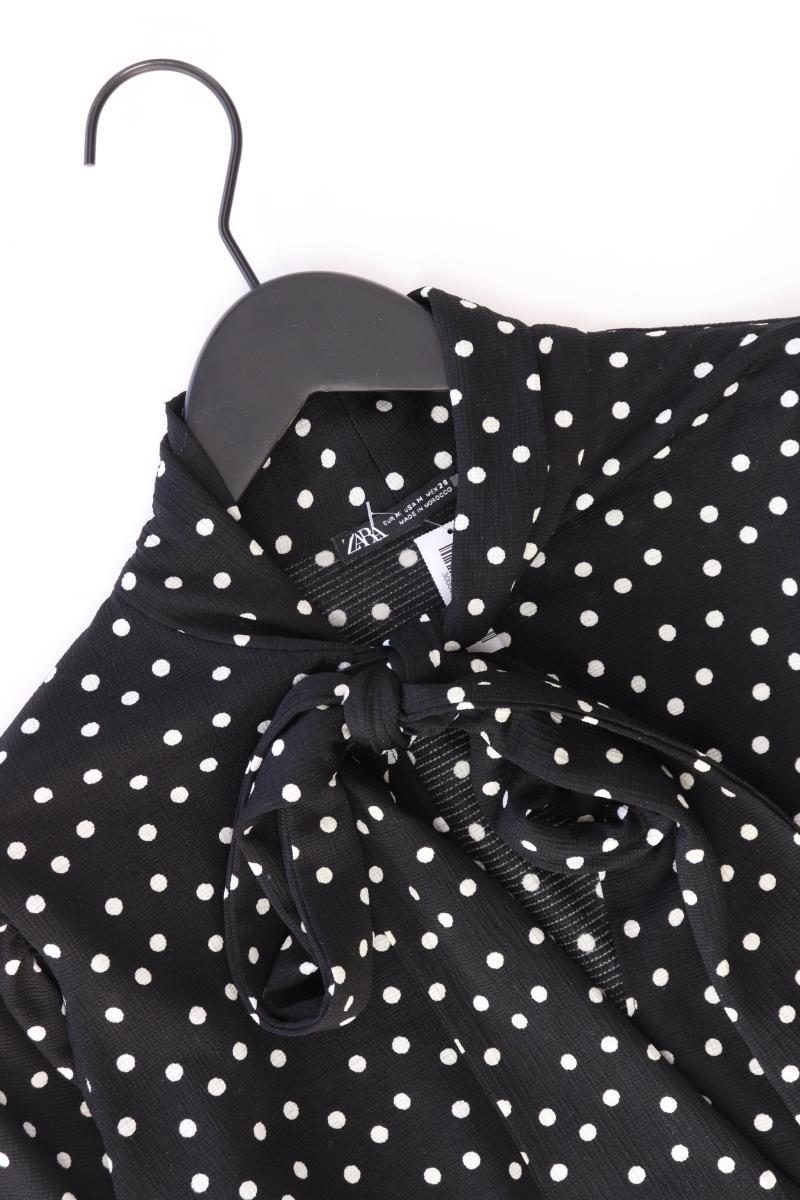 Zara Schluppenbluse Gr. M gepunktet Langarm schwarz aus Polyester