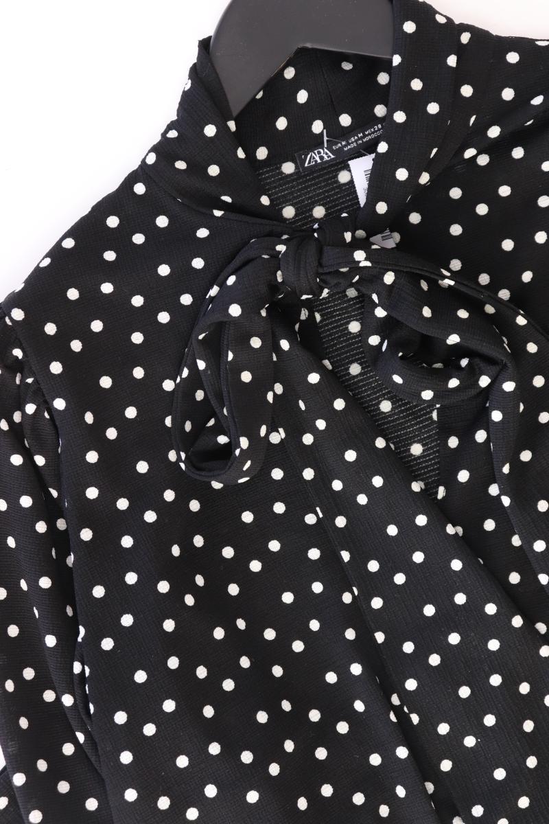 Zara Schluppenbluse Gr. M gepunktet Langarm schwarz aus Polyester