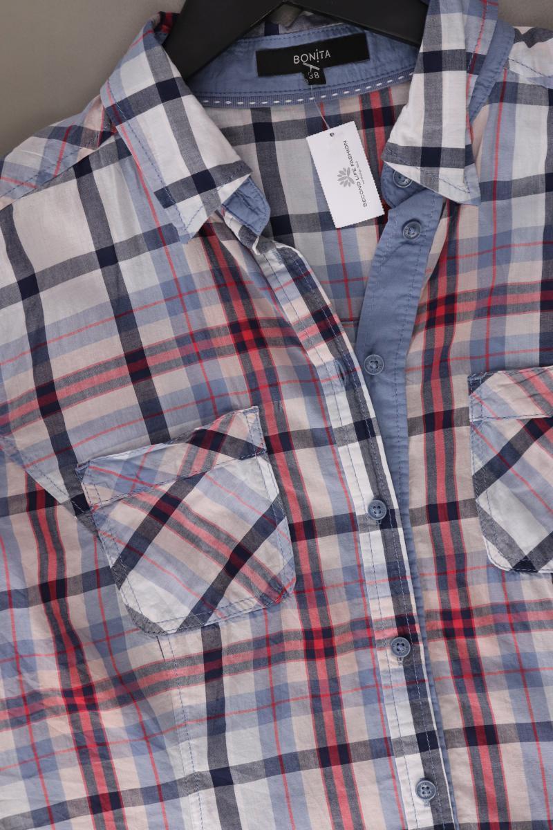 Bonita Karobluse Gr. 38 kariert 3/4 Ärmel blau aus Baumwolle