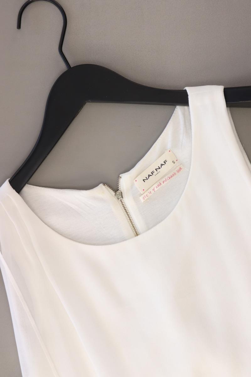 NAF NAF Chiffonkleid Gr. S Ärmellos weiß