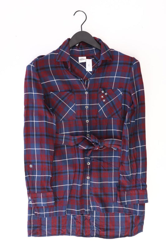 Taifun Longbluse Gr. 36 kariert mit Gürtel Langarm rot aus Baumwolle