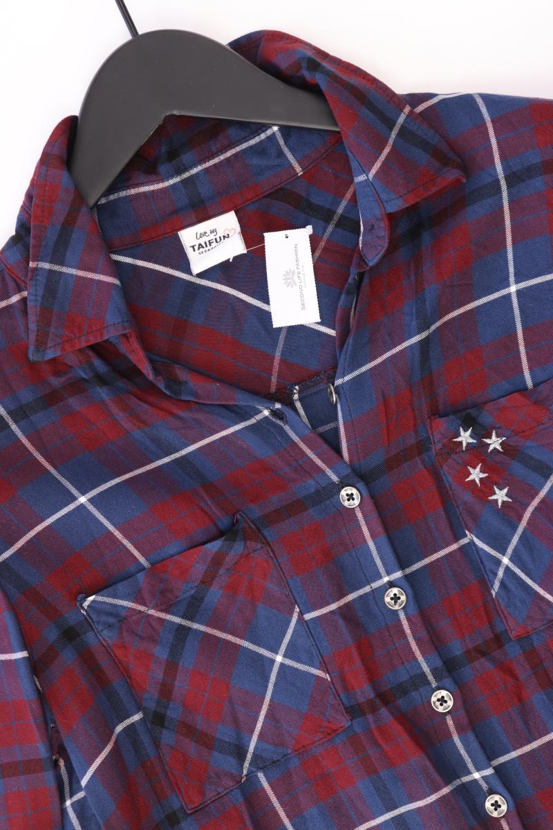 Taifun Longbluse Gr. 36 kariert mit Gürtel Langarm rot aus Baumwolle