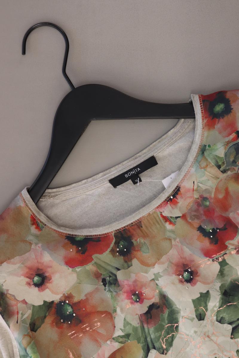 Bonita Printshirt Gr. XL mit Blumenmuster 3/4 Ärmel grau aus Viskose
