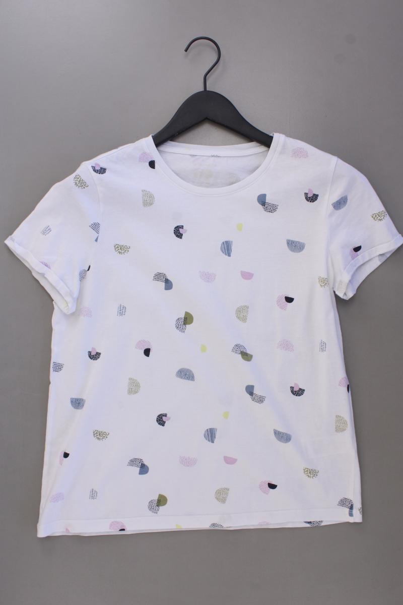 Tom Tailor Printshirt Gr. L geometrisches Muster Kurzarm weiß aus Baumwolle