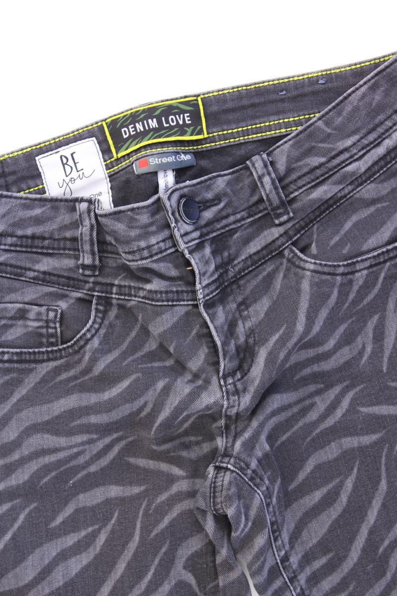 Street One Skinny Jeans Gr. W27 mit Tierdruck grau aus Baumwolle