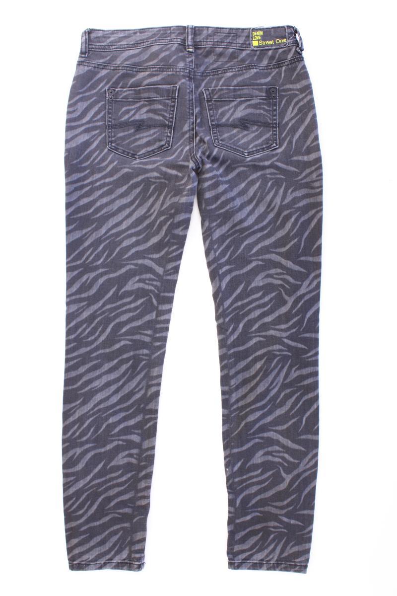 Street One Skinny Jeans Gr. W27 mit Tierdruck grau aus Baumwolle