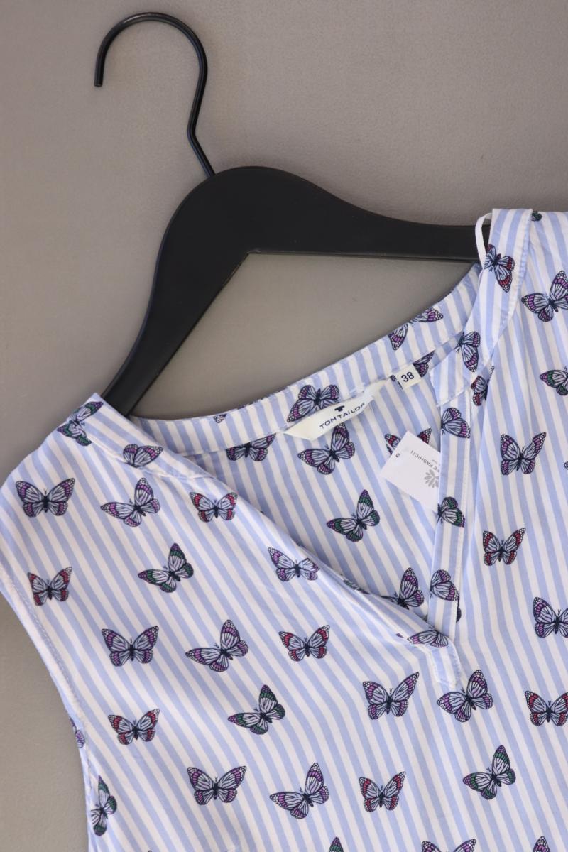 Tom Tailor Ärmellose Bluse Gr. 38 gestreift blau aus Baumwolle