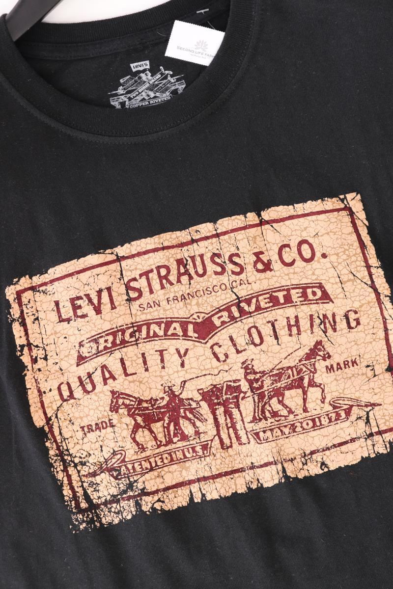 Levi's Printshirt für Herren Gr. M Kurzarm schwarz aus Baumwolle