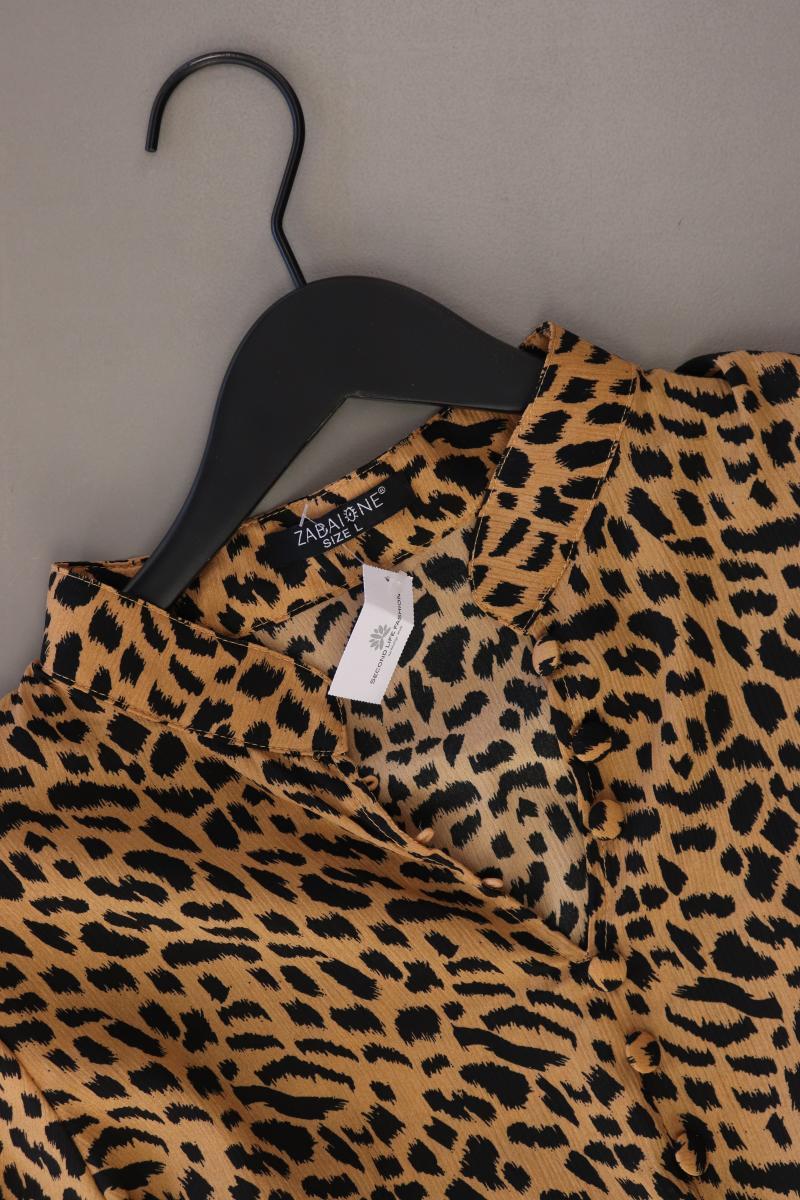 Zabaione Langarmkleid Gr. L mit Tierdruck braun aus Polyester